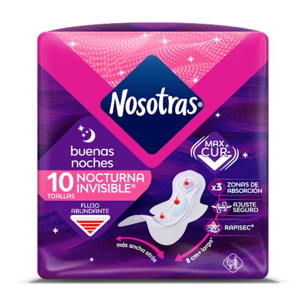 Nosotras Toalla Sanitaria Buenas Noches Algodon 10 Und