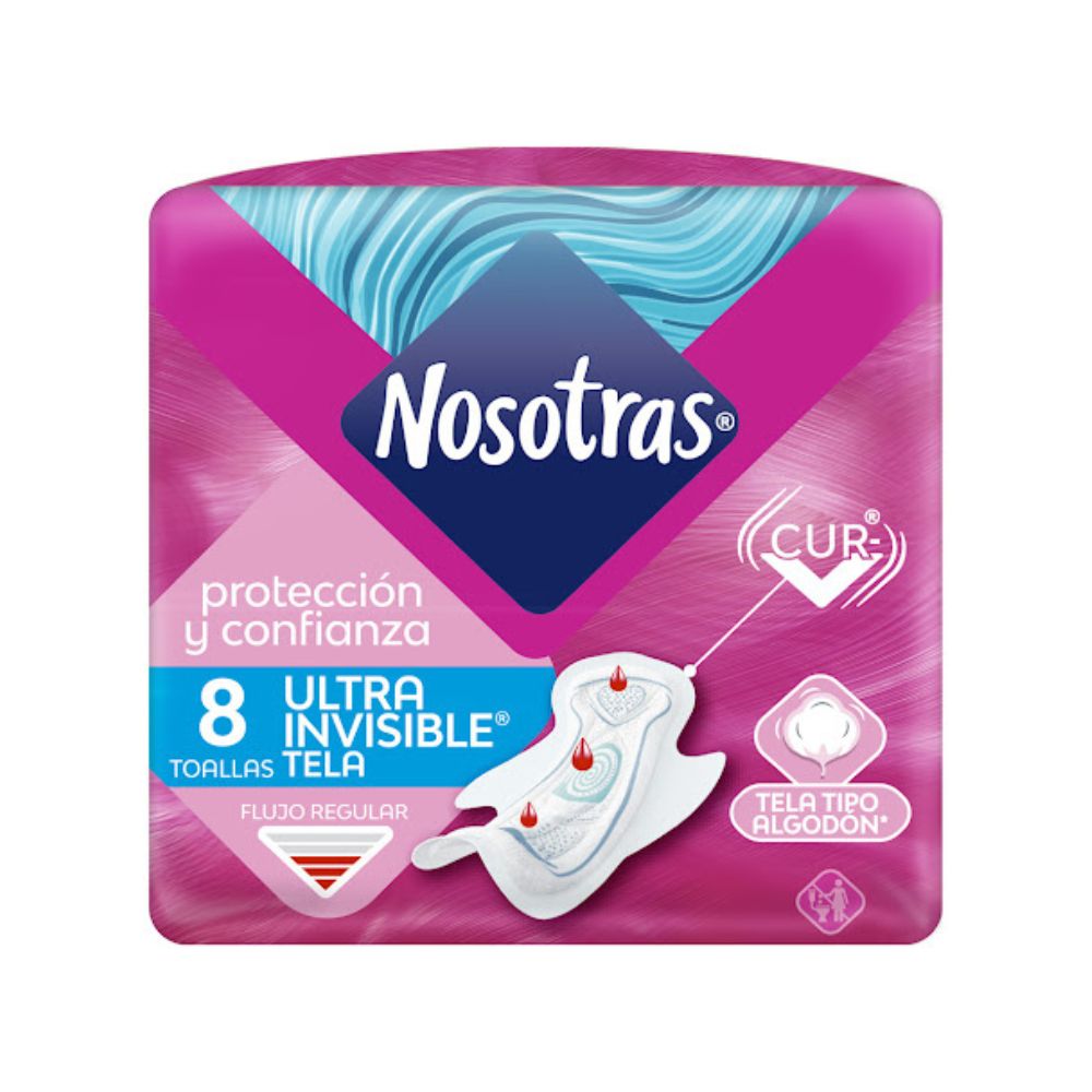 Nosotras Toalla Sanitaria Natural Ultra Invisible Algodón 8 Und