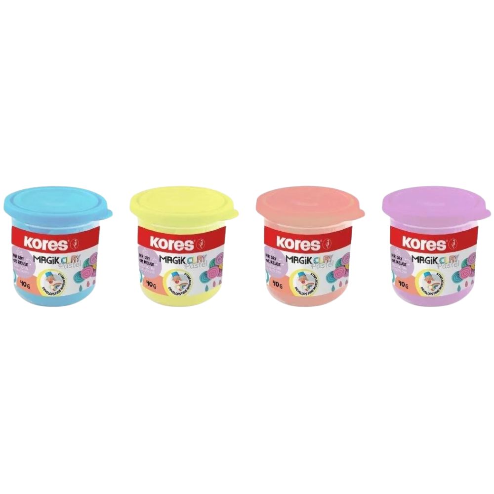 Kores Set Masa Moldeable Magic Clay 4 Colores Pasteles