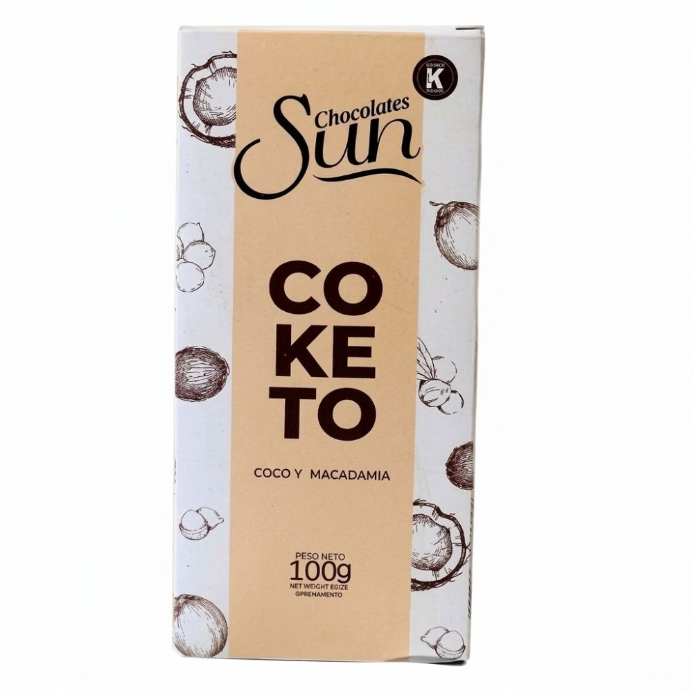 Chocolate Sun Coketo Blanco A Base De Coco Con Coco Y Macadamia 100gr