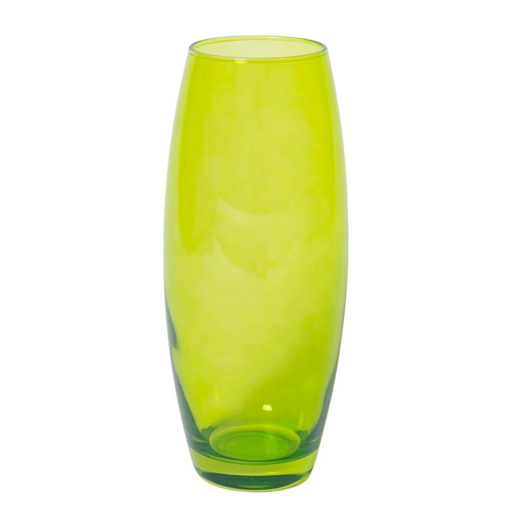 Florero de Vidrio Ovalado Color Verde 10cm x 26.5cm