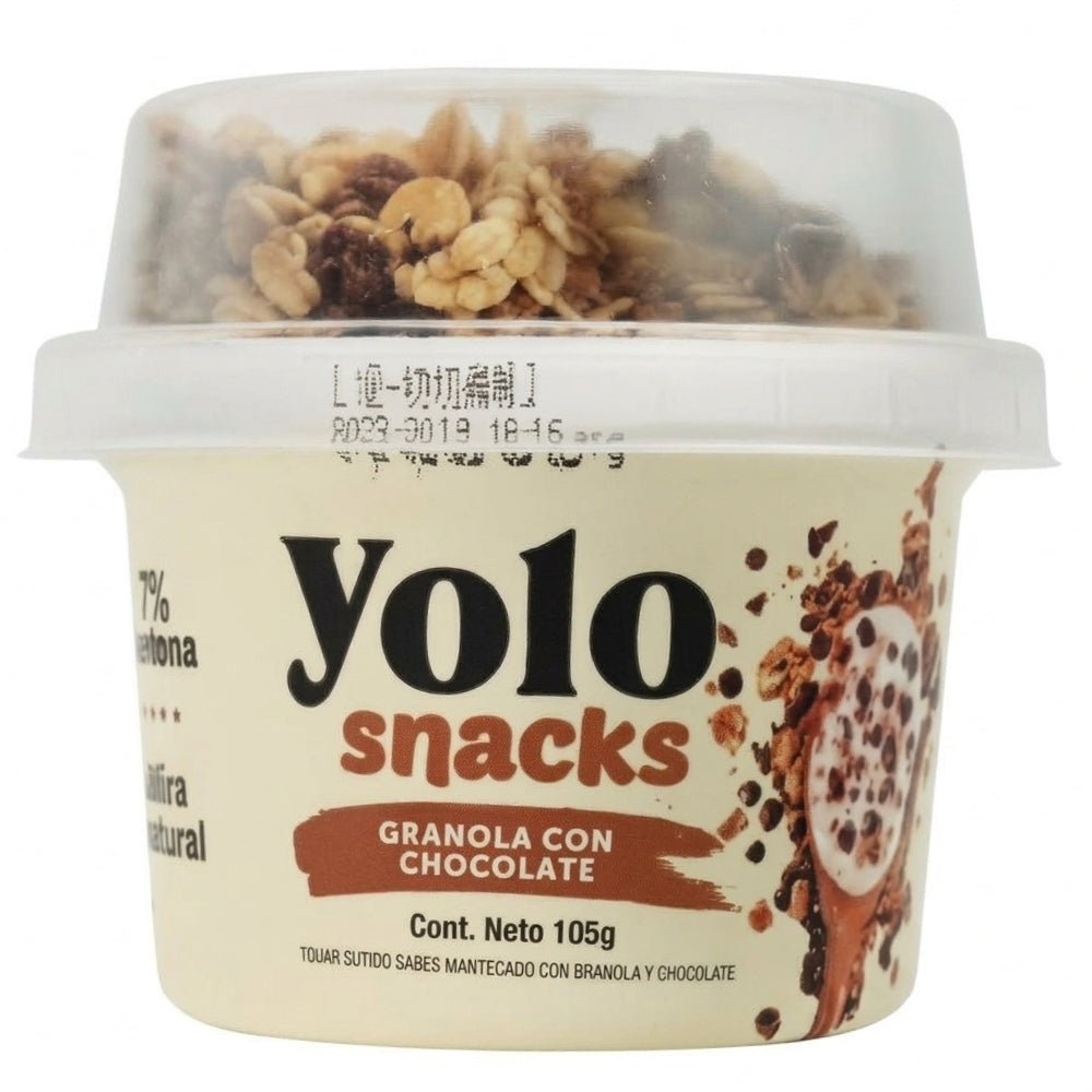 Yolo Snacks Yogurt Batido Sabor Mantecado Con Granola y Chocolate 105 gr