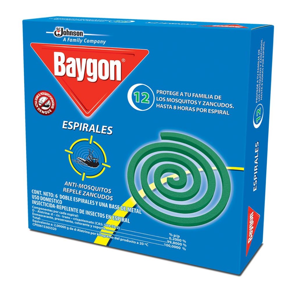Baygon Espirales Anti-Mosquitos y Zancudos 12und