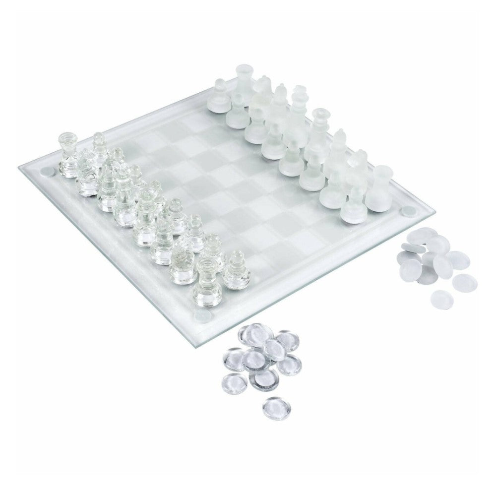 Ajedrez + Damas En Tablero de Cristal 8+