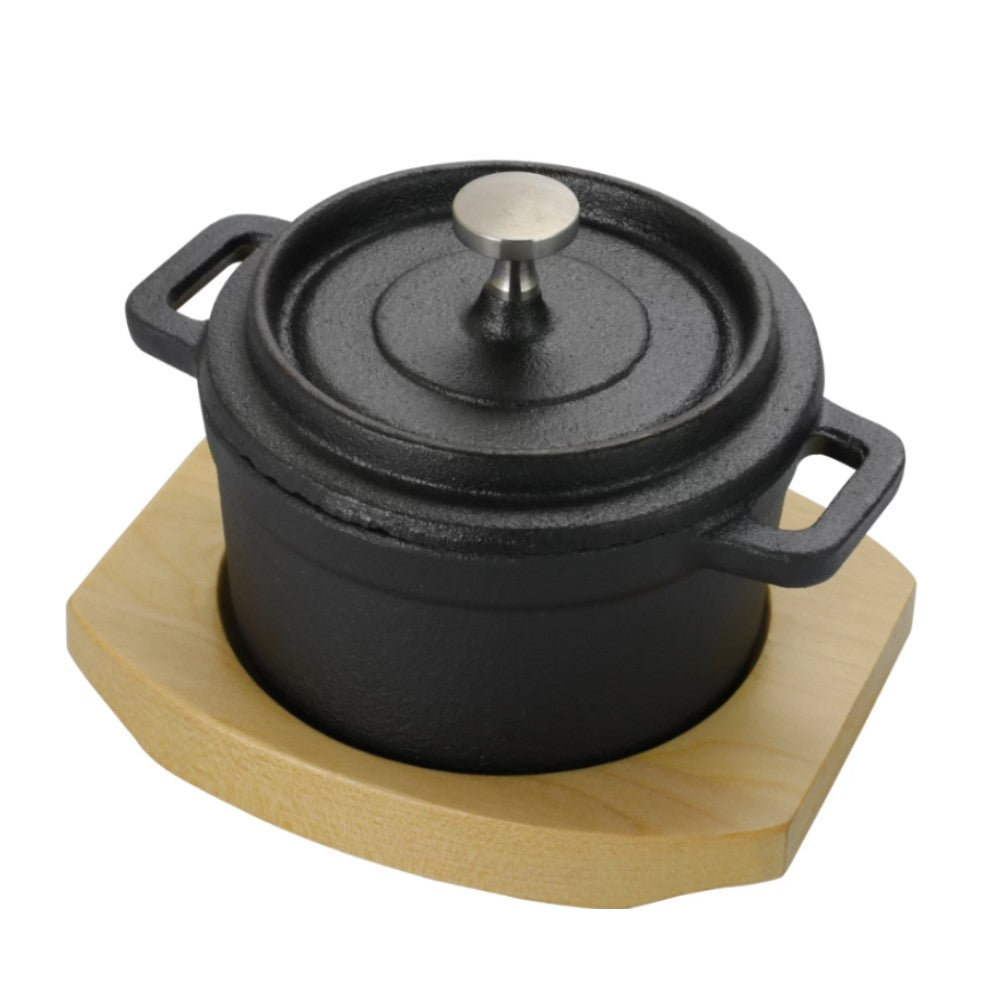 Olla Gibson Home Campton Mini De Hierro Fundido Con Base De Madera 3und