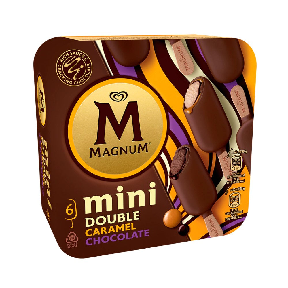 Helados Magnum 6 Pack Mini Double Caramel Chocolate 100g
