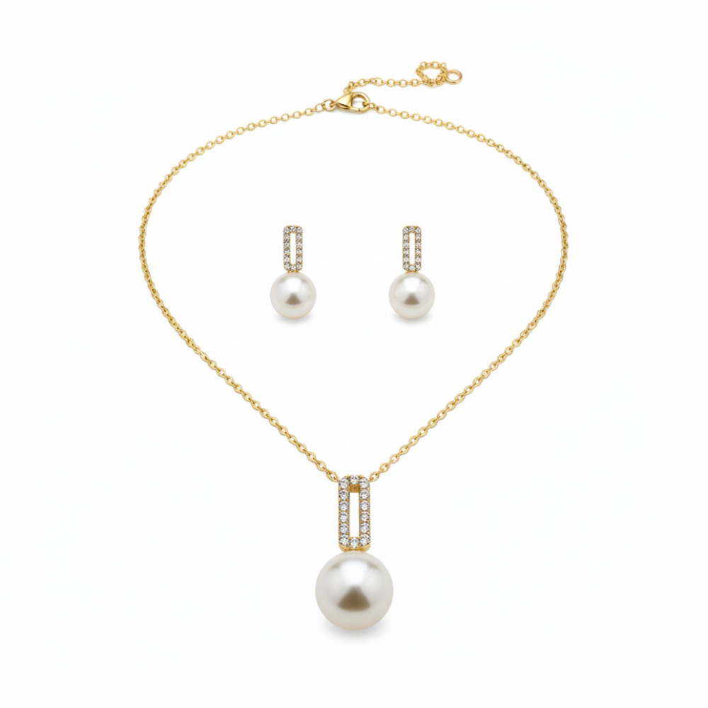 Tahari Set De Collar Y Zarcillos Perlas