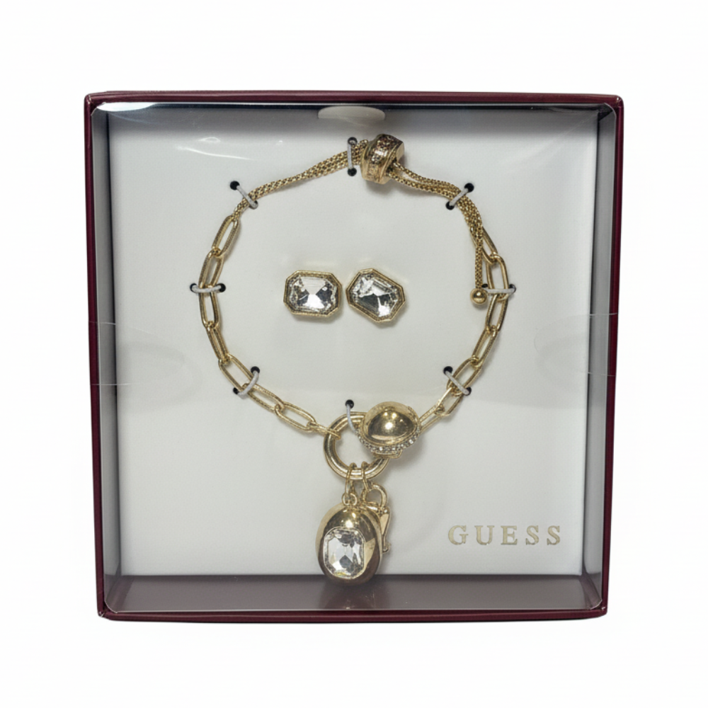Guess Set De Pulsera Y Zarcillos Zirconia