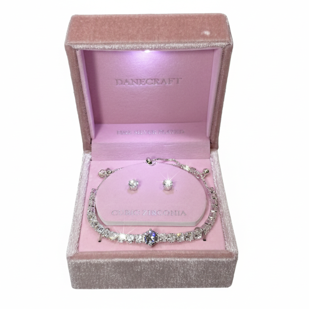 Danecraft Set De Pulsera Y Zarcillos Cubic Zirconia