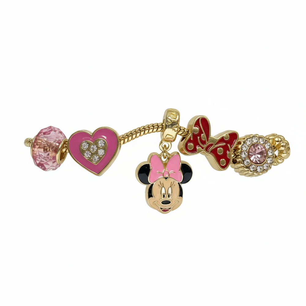 Disney Pulsera Con Dije De Minnie Mouse Golden