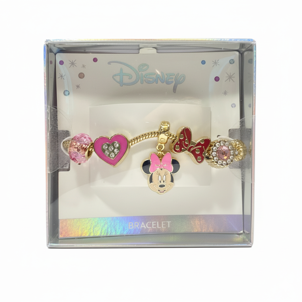Disney Pulsera Con Dije De Minnie Mouse Golden