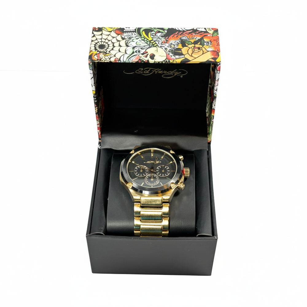 Ed Hardy Reloj Gold & Black Para Caballeros