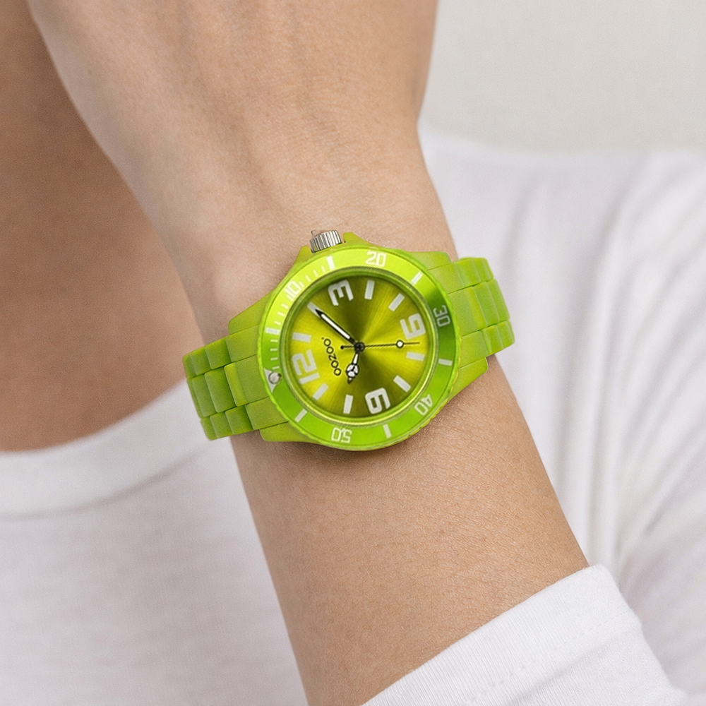 Oozoo Reloj Deportivo Correa De Silicone Para Damas Fluorescent Green