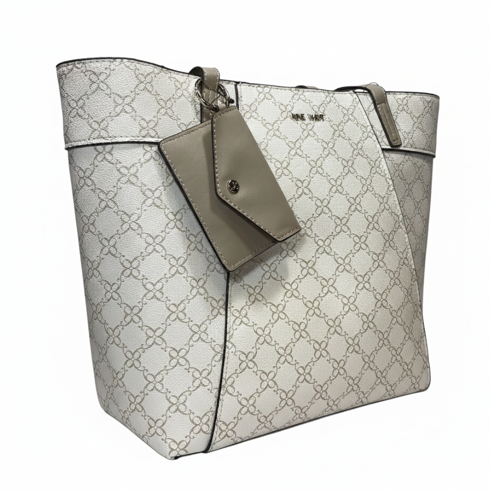 Nine West Cartera Tote Bex White Pumice Logo