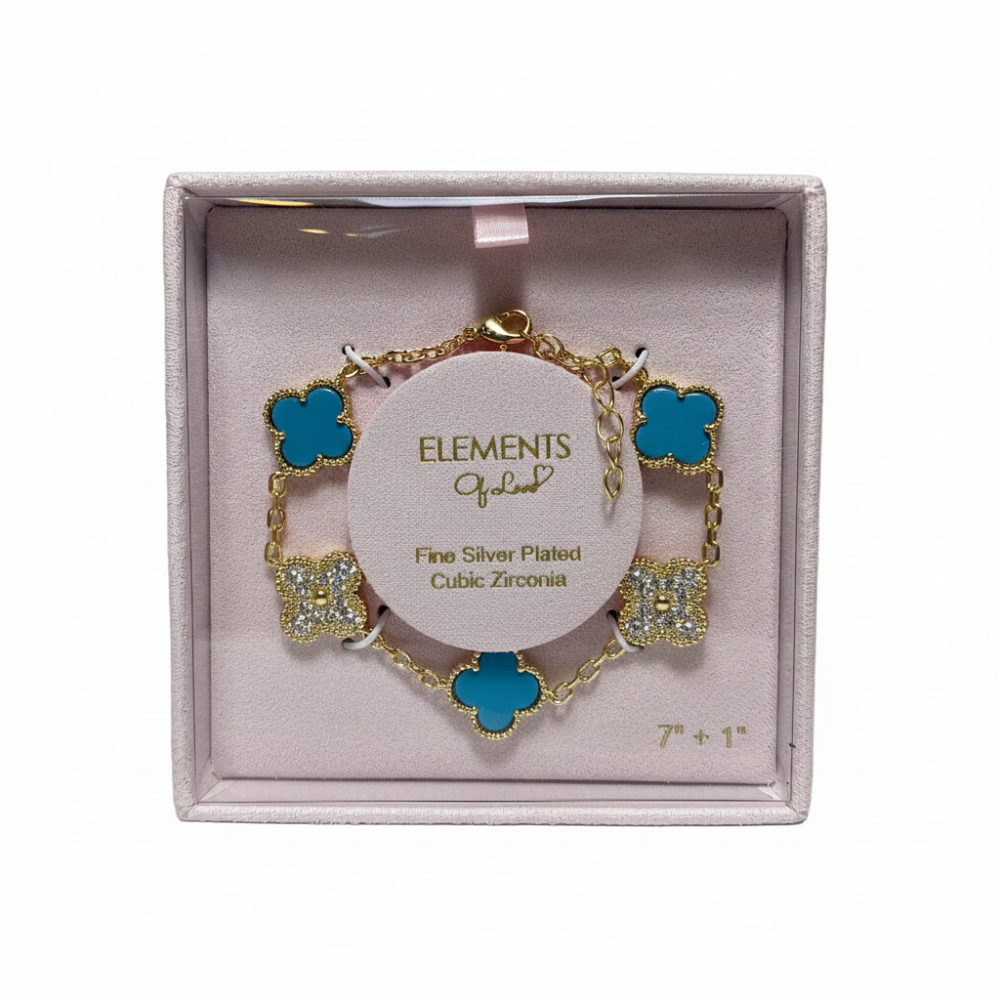 Element Of Love Pulsera De Trébol Blue Zirconia
