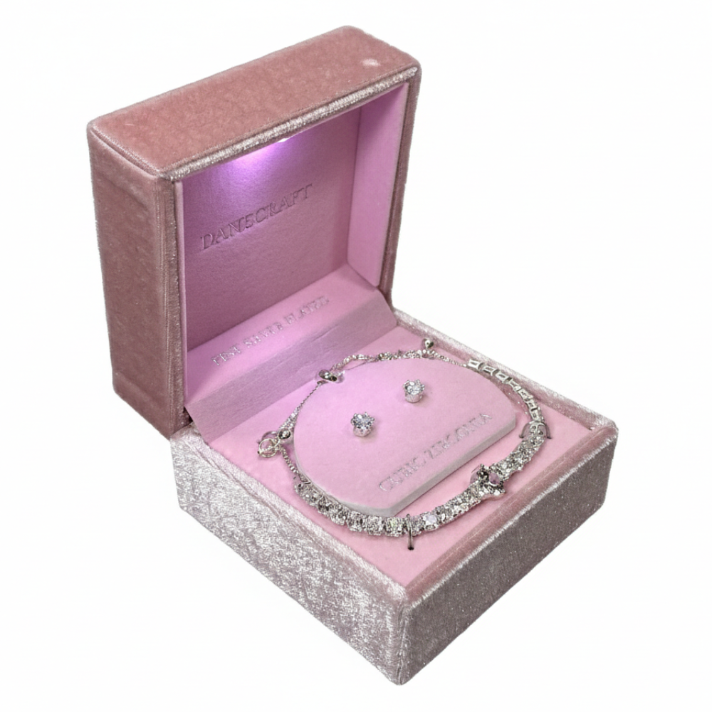 Danecraft Set De Pulsera Y Zarcillos Cubic Zirconia