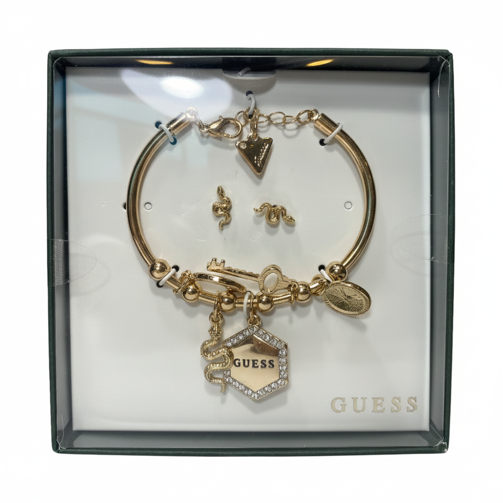 Guess Set De Pulsera Y Zarcillos Snake