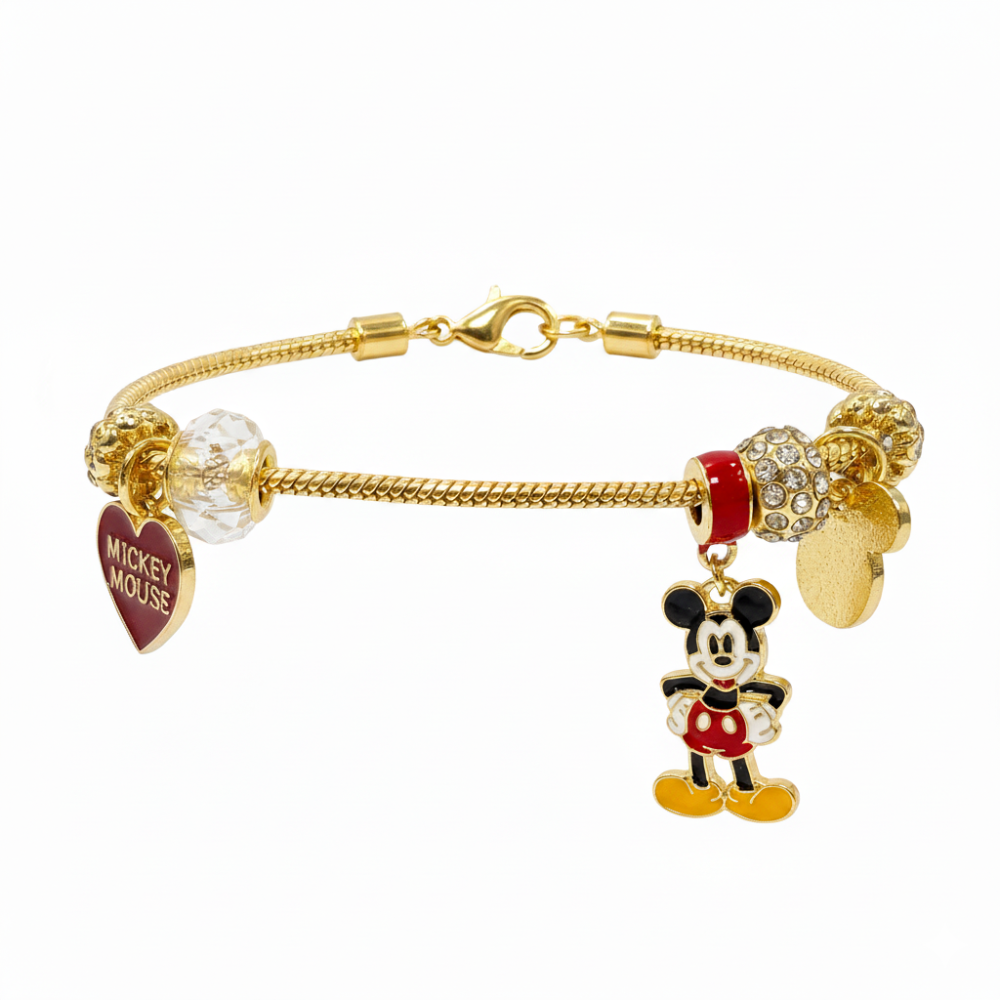Disney Pulsera Con Dije De Mickey Mouse Golden