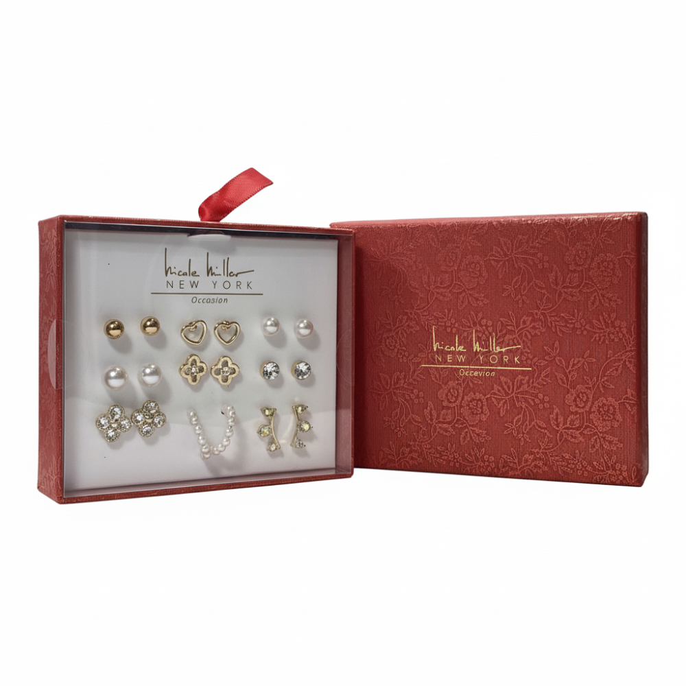 Nicole Miller Set De 9 Pares Zarcillos