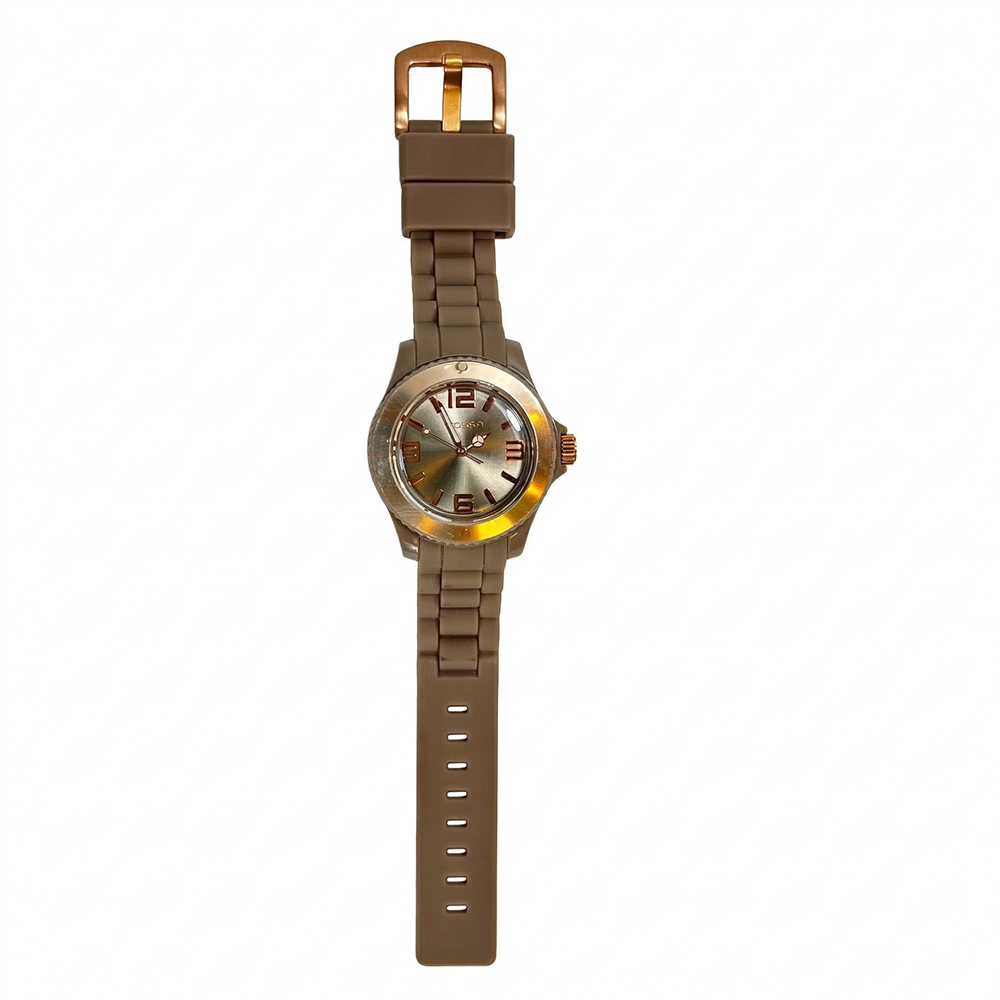 Oozoo Reloj Deportivo Correa De Silicone Para Damas Dark Cream
