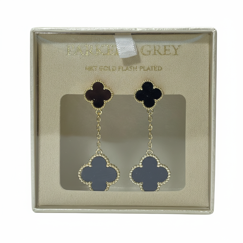 Parker & Grey Zarcillos De Trébol Black & Gold
