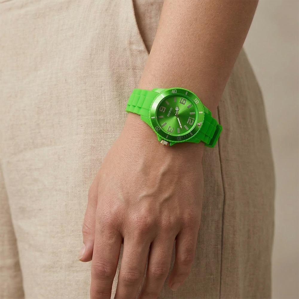 Oozoo Reloj Deportivo Correa De Silicone Para Damas Fluorescent Green