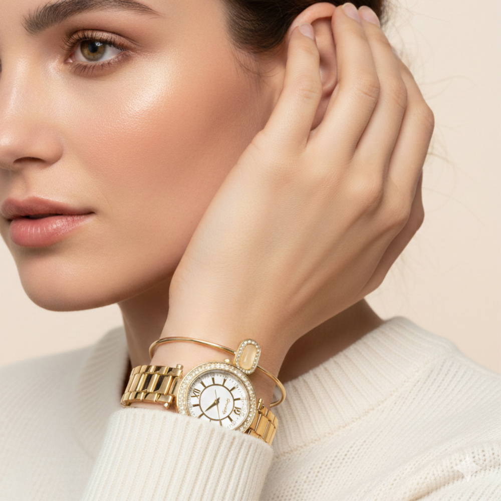 Jessica Carlyle Set De Reloj y Pulseras Gold