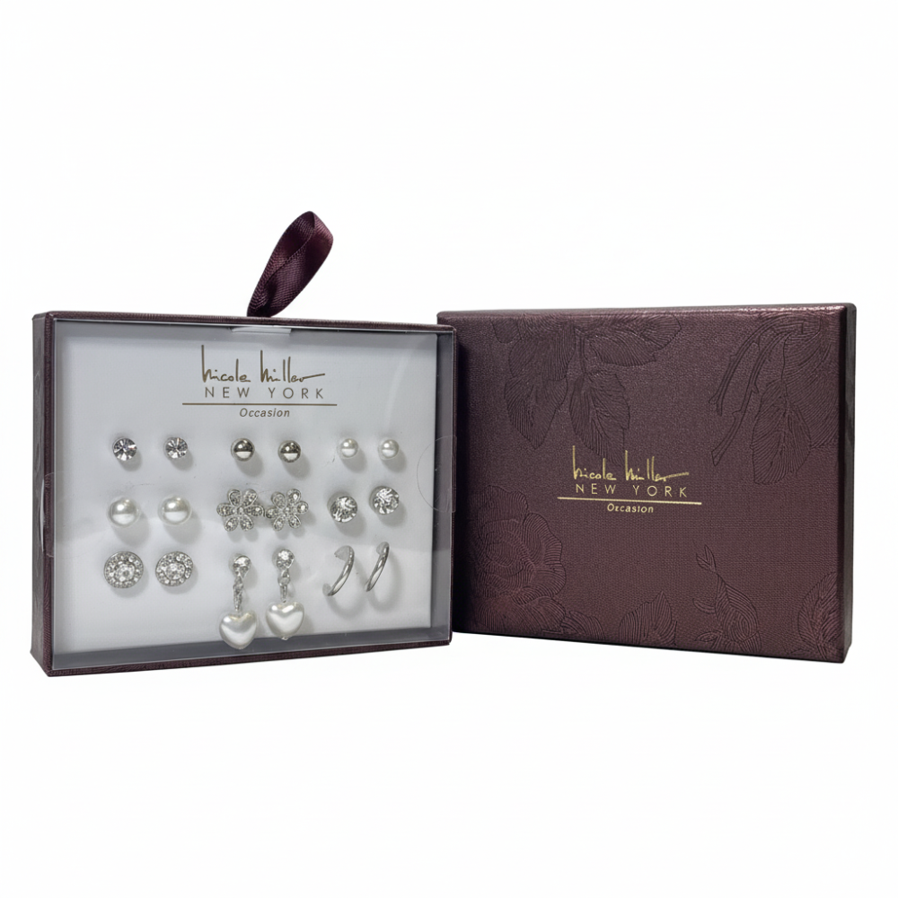 Nicole Miller Set De 9 Pares Zarcillos