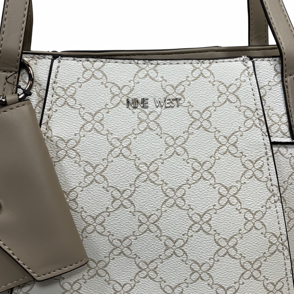Nine West Cartera Tote Bex White Pumice Logo