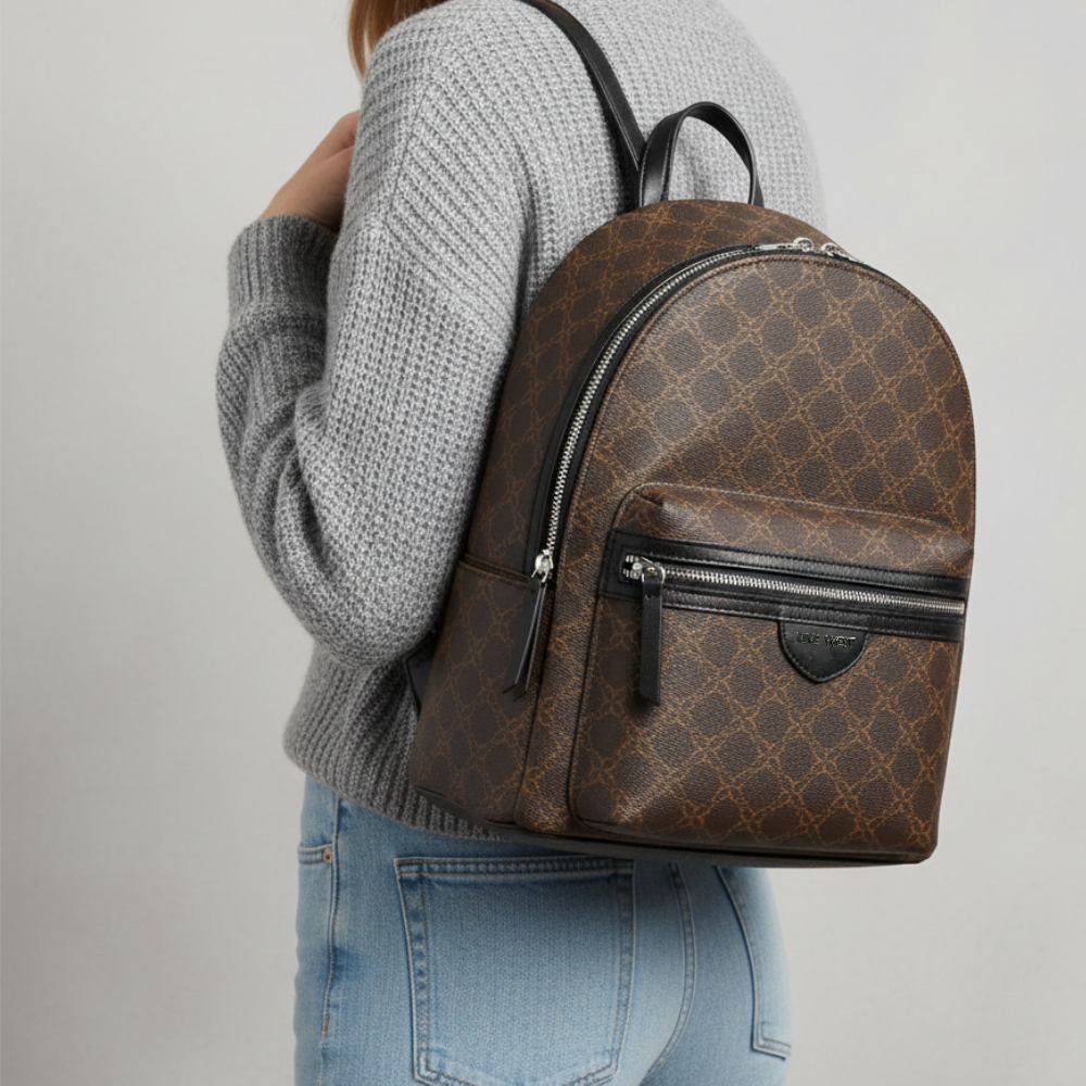 Nine West Bolso Vonetta Brown Logo Black