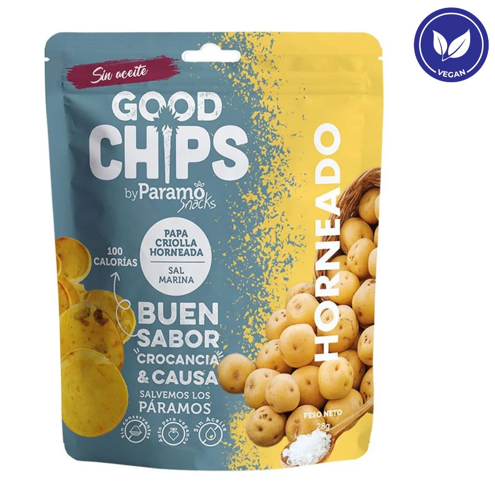 Good Chips By Paramo Snacks Papa Criolla Y Sal Marina Horneada 28g