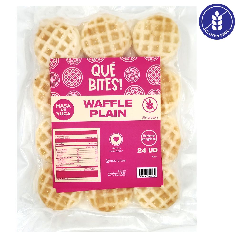 Que Bites Waffle Plain 24 Und
