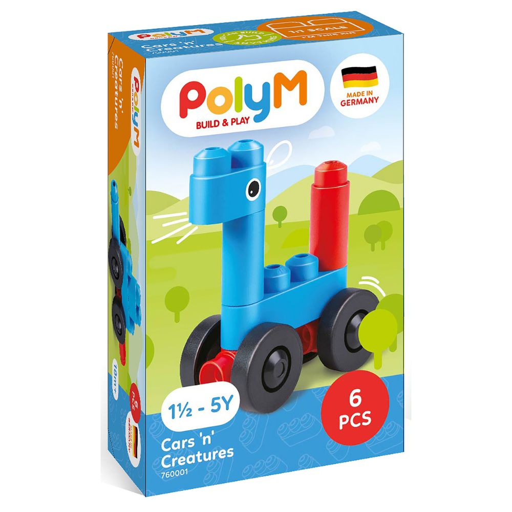 PolyM Cars n Creatures 6 Pzas 1 1/2-5 Years