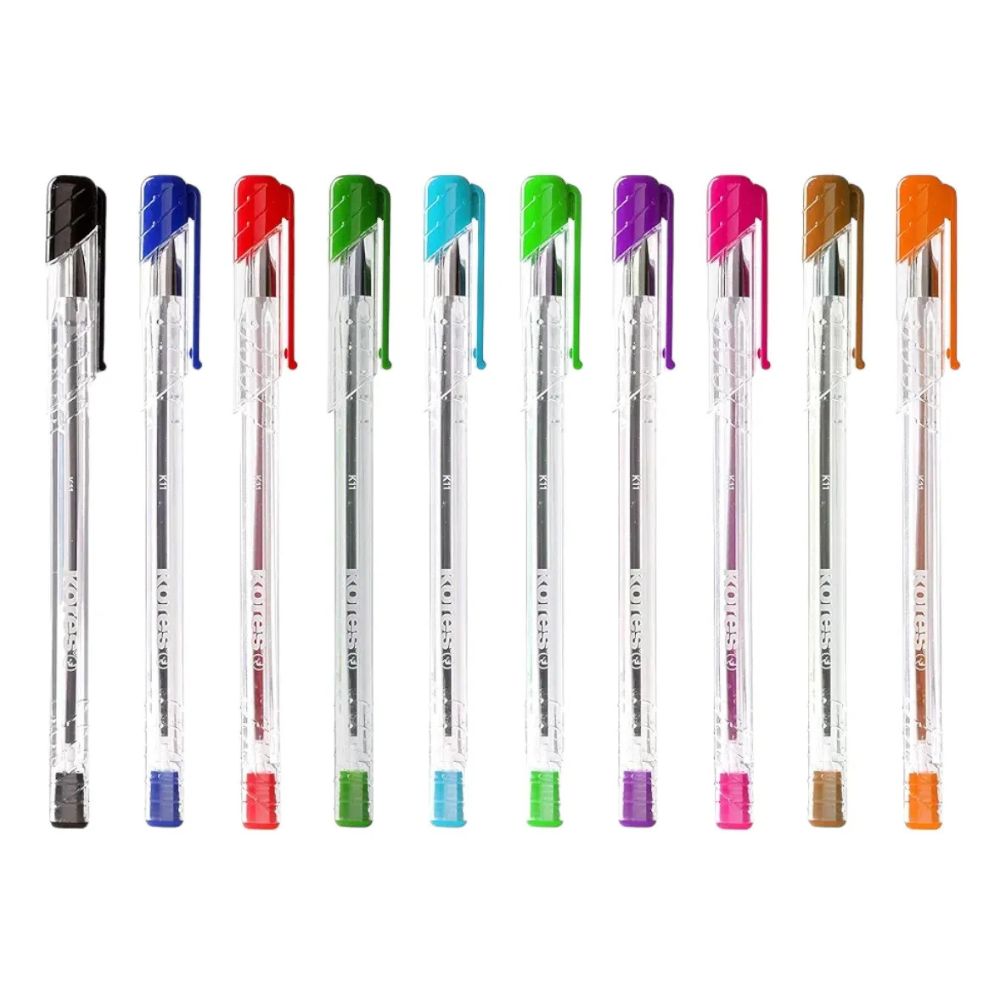 Kores Caja De Boligrafos De Colores Super Slide Tinta Suave 10 Und