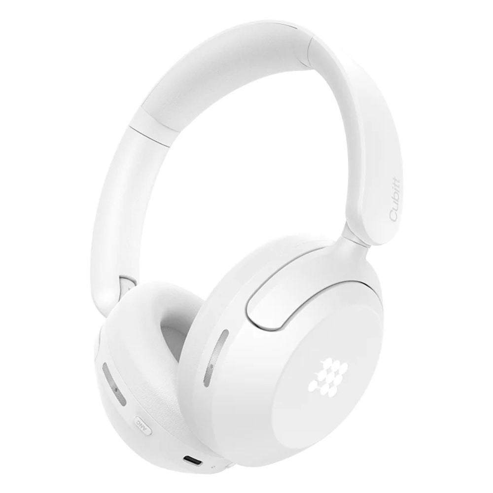 Cubitt Power Headphones – Cancelación de Ruido Híbrida y Sonido Inmersivo Snow White
