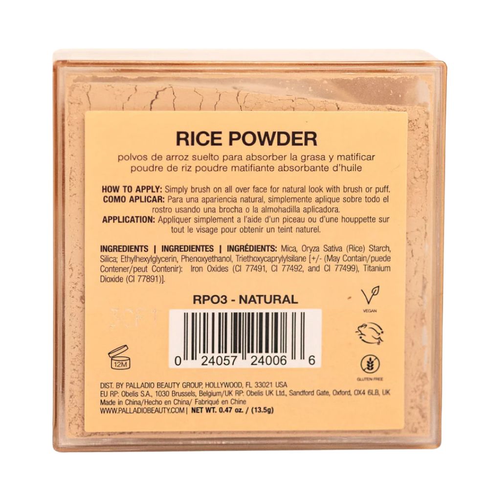 Palladio Rice Powder Natural Oil-Absorbing Mattifying Powder 13.5gr