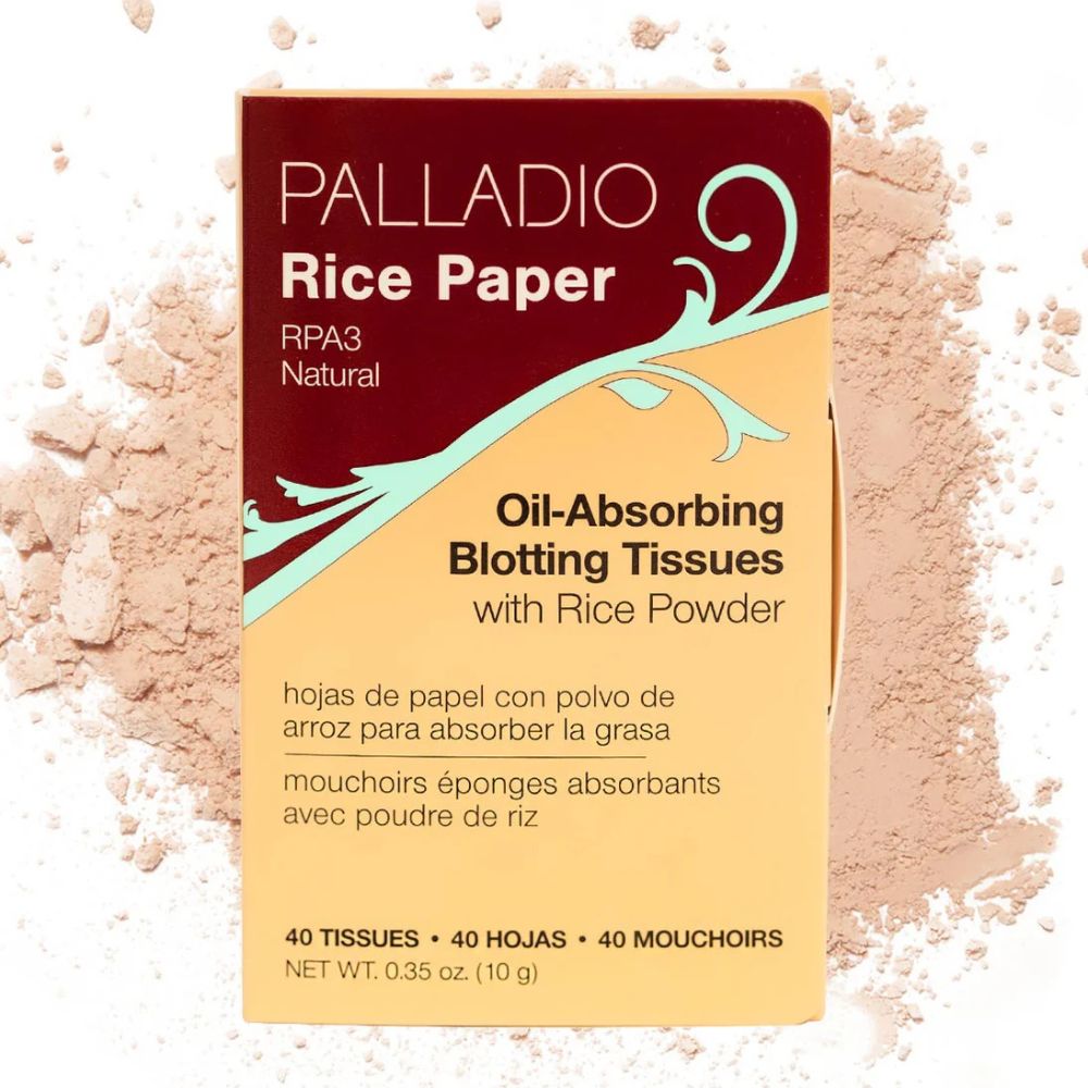 Palladio Rice Paper Oil-Absorbing Blotting Tissues With Rice Powder Natural 10gr 40 Hojas