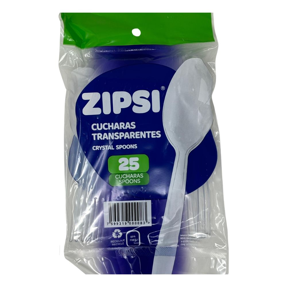 Cucharas Transparentes Zipsi 25 Und