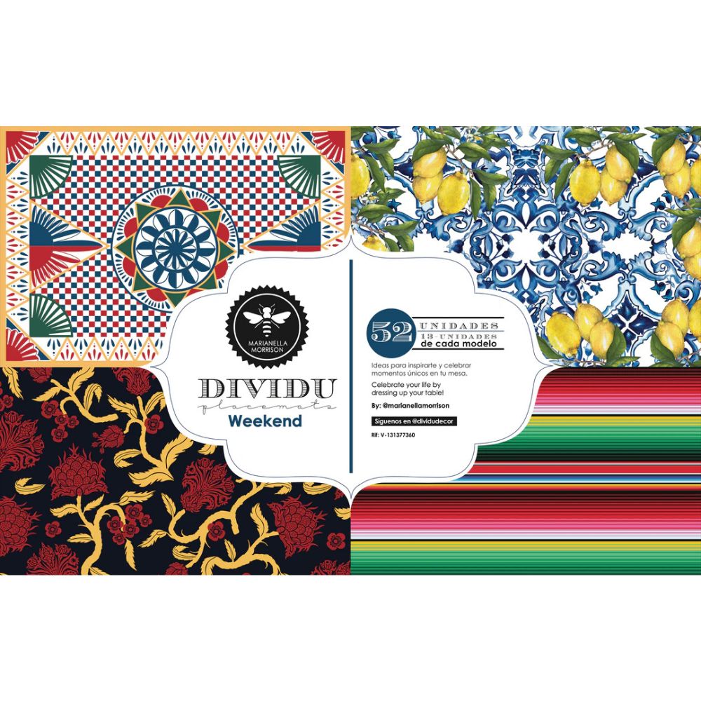 Block de 52 Individuales Marianella Morrison de Papel Dividu Weekend