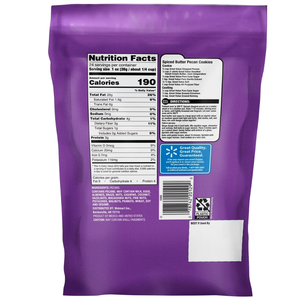 Great Value Pecans Nueces 680gr