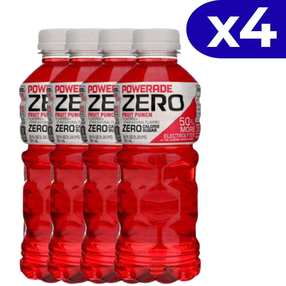 Powerade Zero Fruit Punch 50% more Electrolytes 4 Und x 591ml