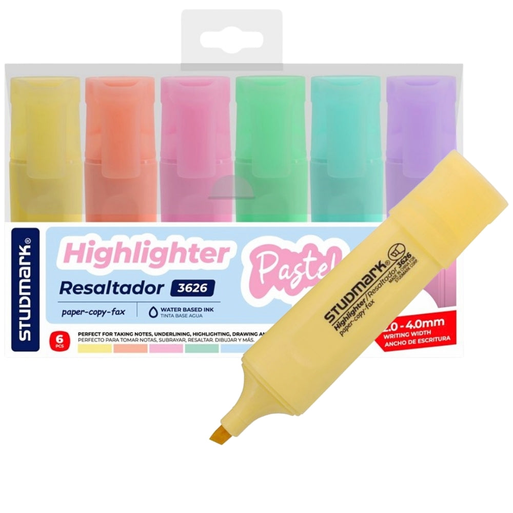 Studmark Set de Resaltadores Colores Pasteles 6 Und