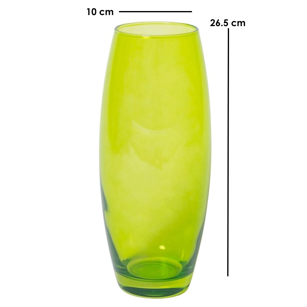 Florero de Vidrio Ovalado Color Verde 10cm x 26.5cm