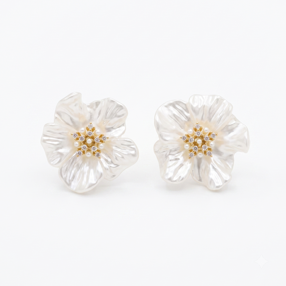 Argento Vivo Zarcillos Nacar Flower