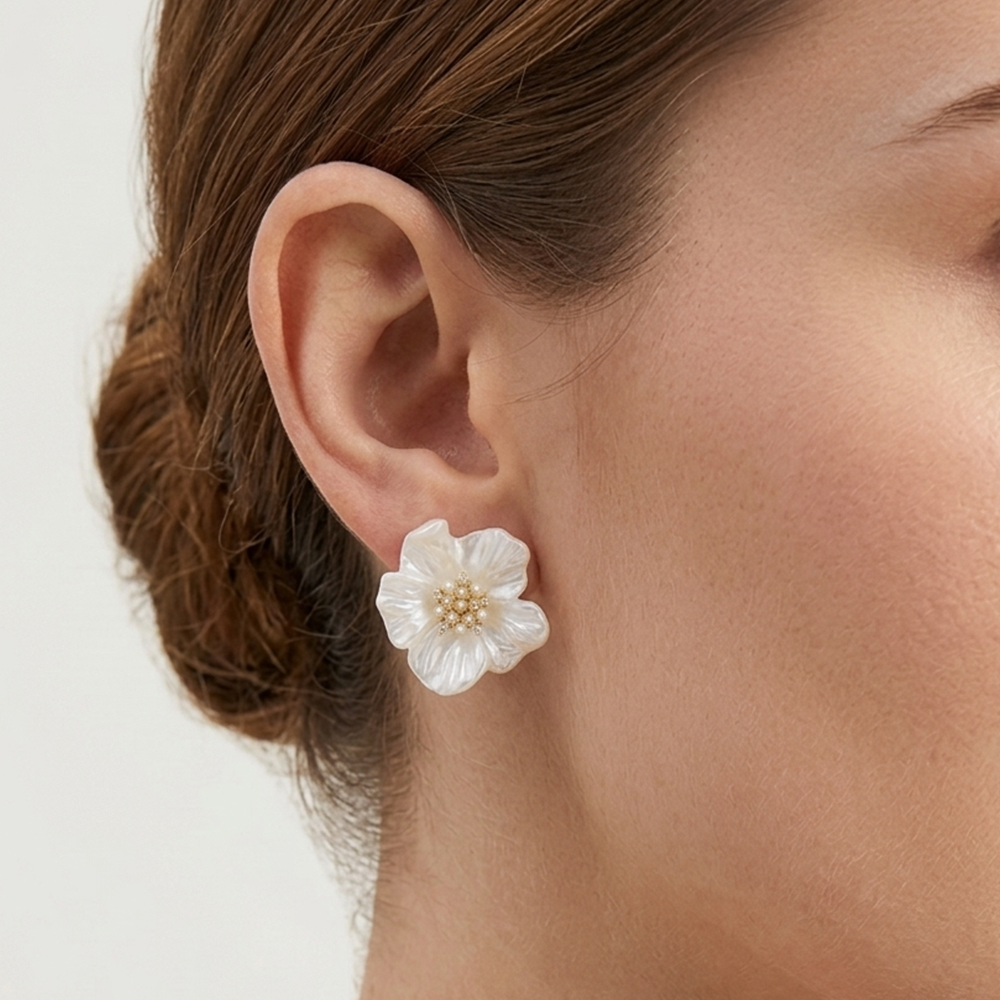 Argento Vivo Zarcillos Nacar Flower