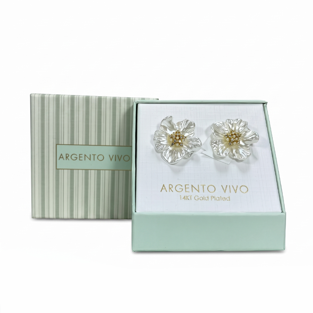 Argento Vivo Zarcillos Nacar Flower