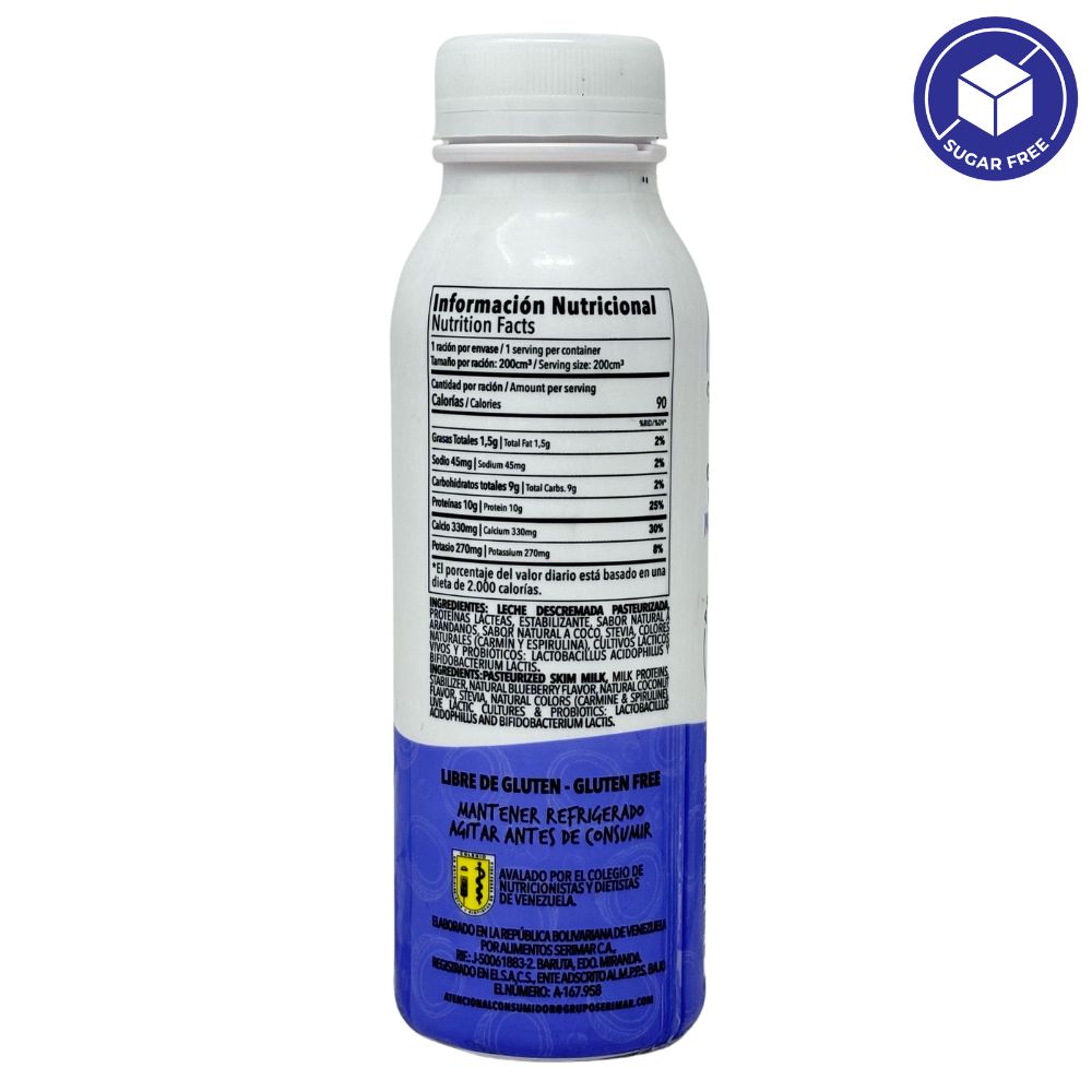 Yolo Yogurt Griego Liquido Descremado Blueberry Coco 200ml