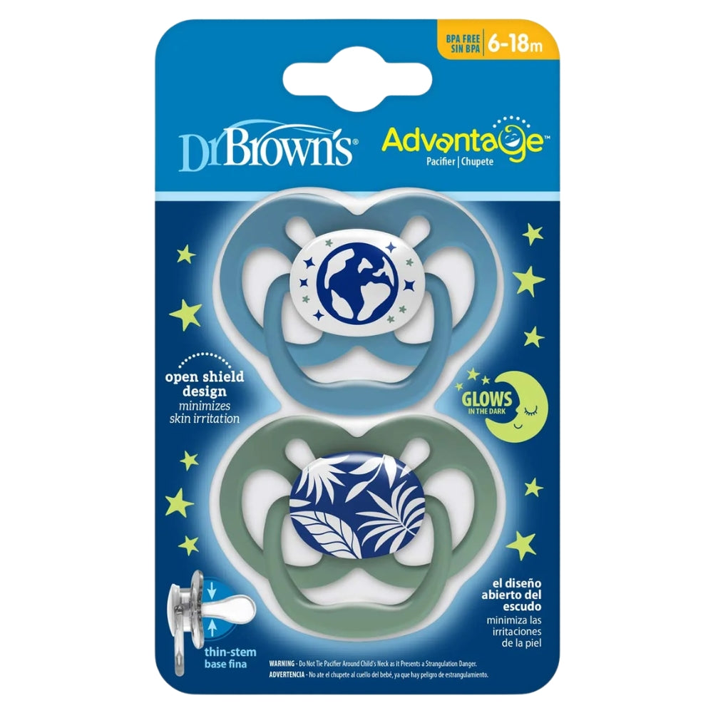 Dr.Browns Duo De Chupones Advantage Brilla en la Oscuridad 0-6m