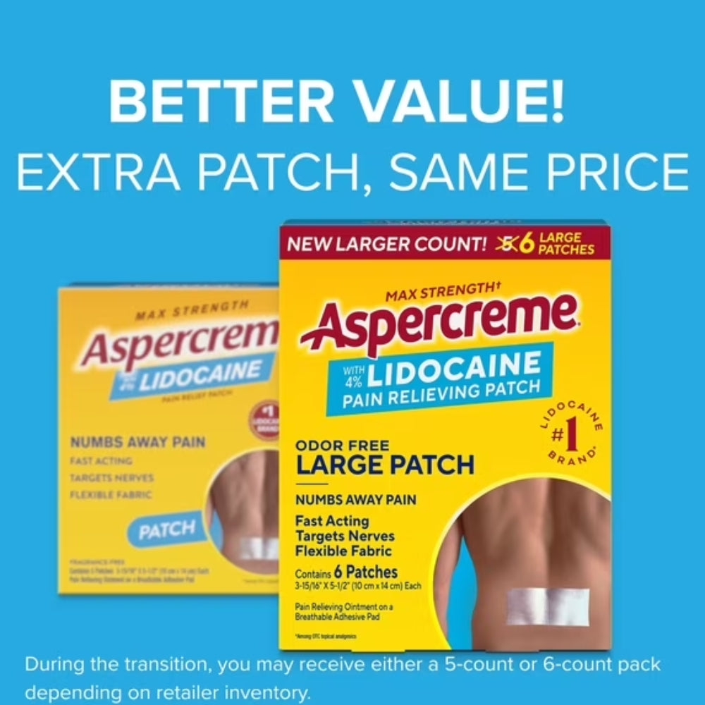 Aspercreme Lidocaine Pain Relief Patch 6 Und