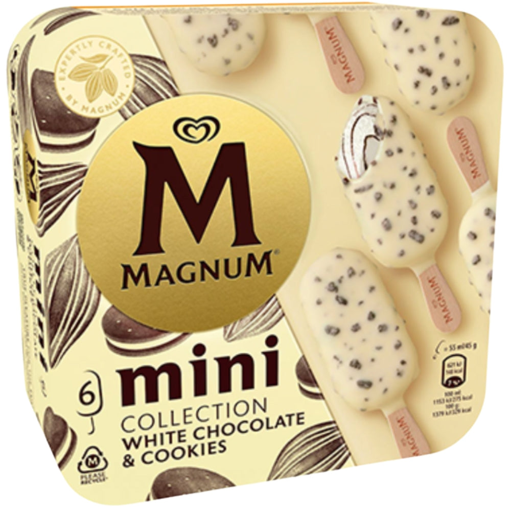 Helados  Magnum 6 Pack  Mini Collection White Chocolate & Cookies